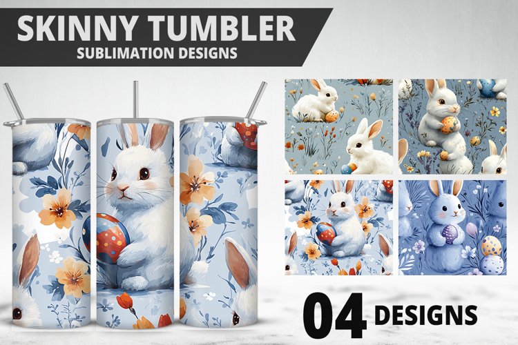 Easter Flower Sublimation| Bunny Tumbler Wrap|Easter Tumbler example image 1