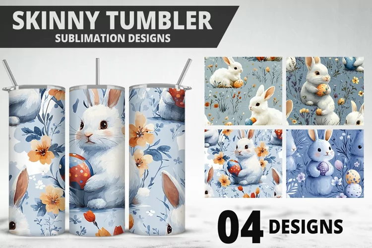 Easter Flower Sublimation| Bunny Tumbler Wrap|Easter Tumbler