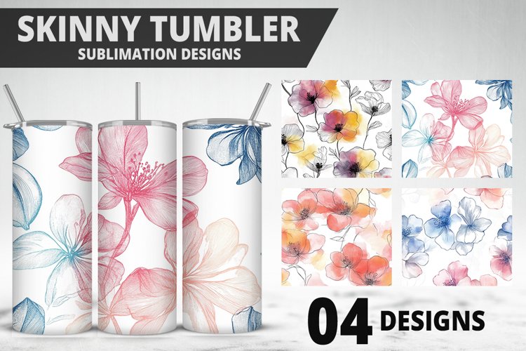 Flowers Tumbler Wrap | Sublimation Design | Tumble PNG