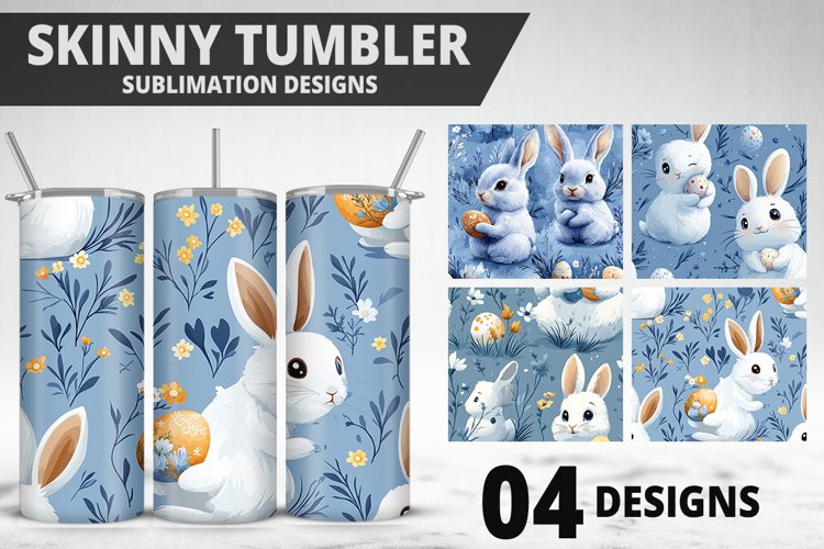 Easter Flower Sublimation| Bunny Tumbler Wrap|Easter Tumbler example image 1