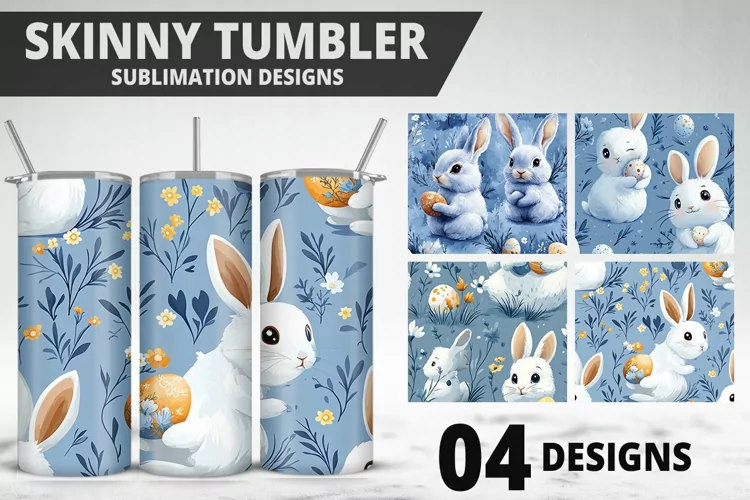 Easter Flower Sublimation| Bunny Tumbler Wrap|Easter Tumbler