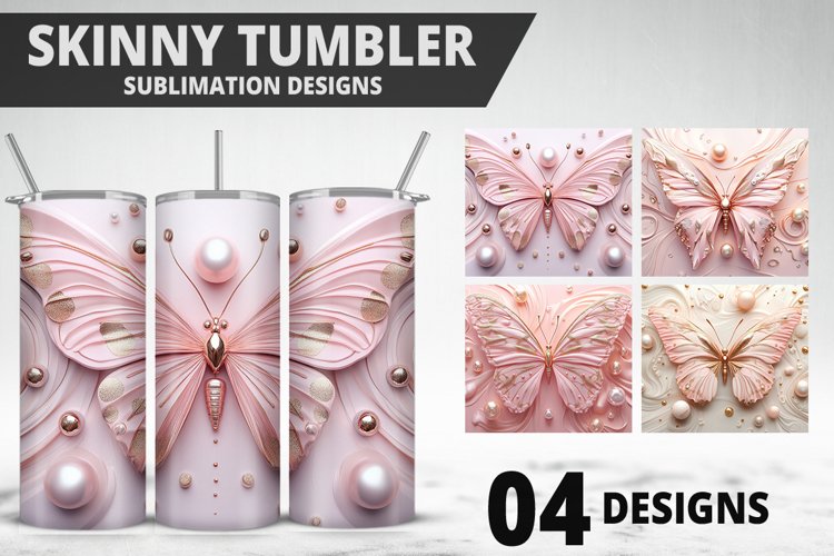 3D Butterfly 20 oz Tumbler Design| Butterfly Flower Tumbler example image 1