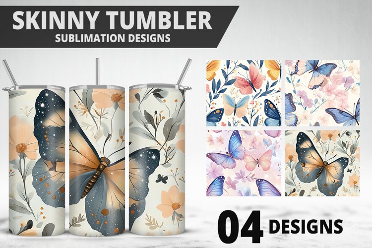 3D Butterfly 20 oz Tumbler Design| Butterfly Flower Tumbler example image 1