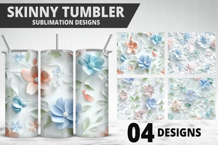 3D Flowers Tumbler Wrap | Sublimation Design | Tumble PNG