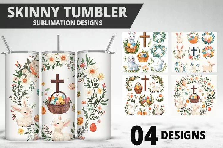 3D Easter Flower Sublimation| Bunny Tumbler Wrap Design