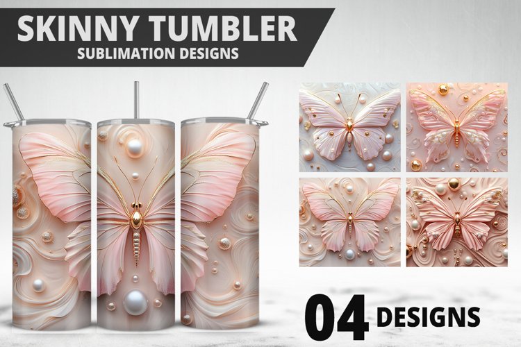 3D Butterfly 20 oz Tumbler Design| Butterfly Flower Tumbler example image 1