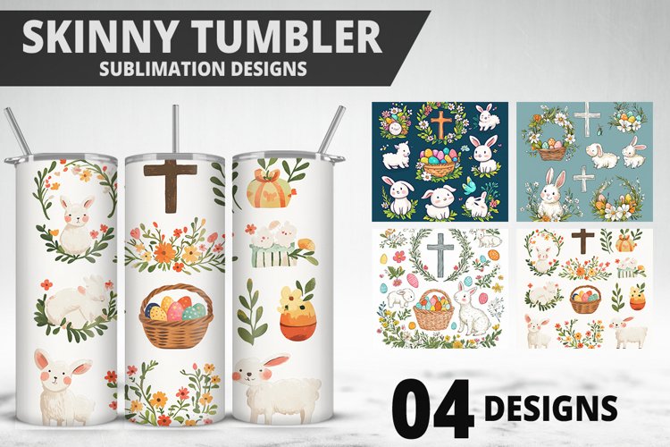 3D Easter Flower Sublimation| Bunny Tumbler Wrap Design
