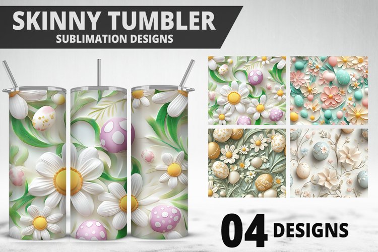 3D Easter Flower Sublimation| Bunny Tumbler Wrap Design example image 1