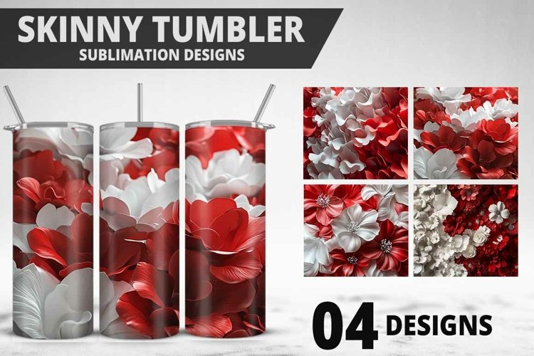 3D Flowers Tumbler Wrap | Sublimation Design | Tumble PNG