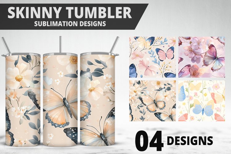 3D Butterfly 20 oz Tumbler Design| Butterfly Flower Tumbler example image 1