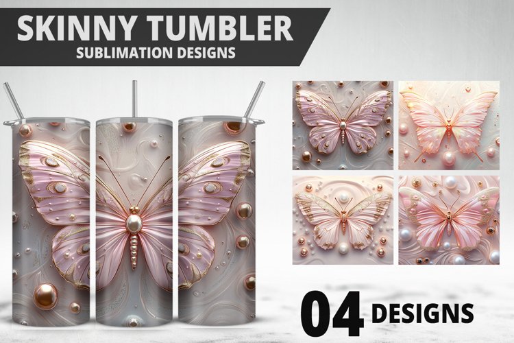 3D Butterfly 20 oz Tumbler Design| Butterfly Flower Tumbler example image 1