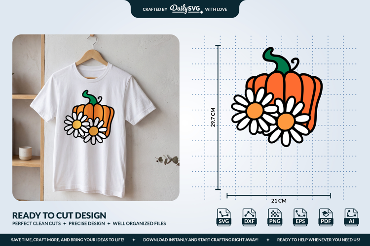 Pumpkin and Daisies SVG