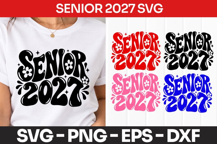 Senior 2027 Retro Groovy Graduation SVG PNG example image 1