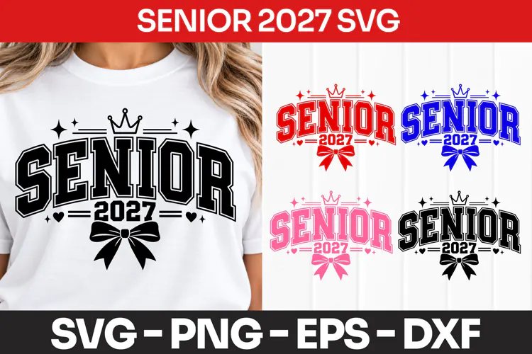 Senior 2027 Varsity Graduation Bow SVG PNG