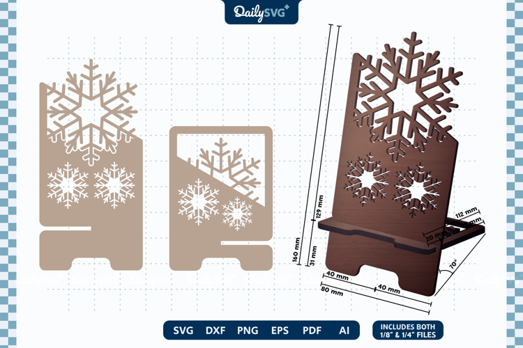 Snowflake Phone Holder SVG | Laser Cut Desk Stand