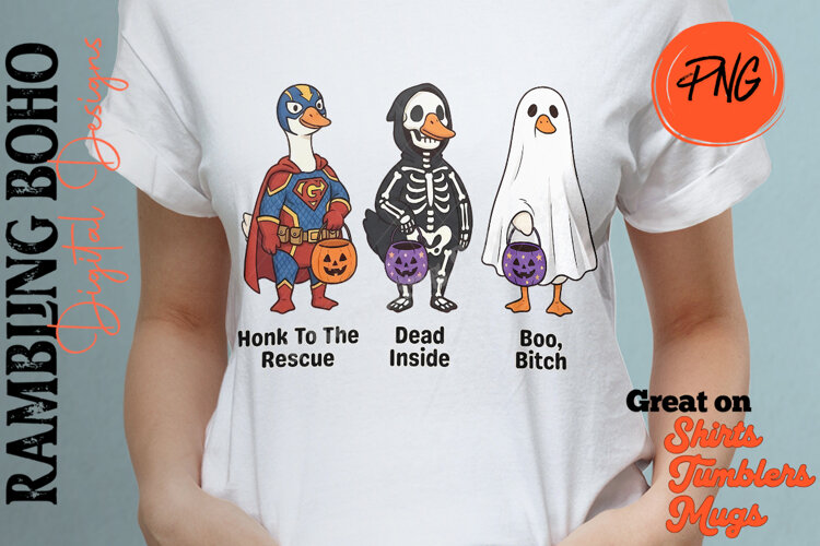 Funny Geese in Halloween Costumes Ghost example image 1