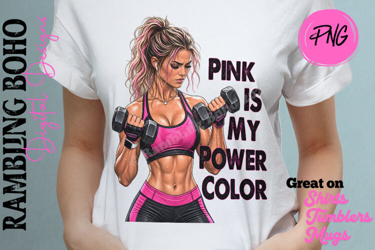 Pink is My Power Color Fit Workout Girl example image 1