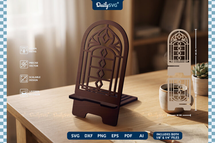 Vintage Gothic Window Phone Stand SVG Laser Cut example image 1