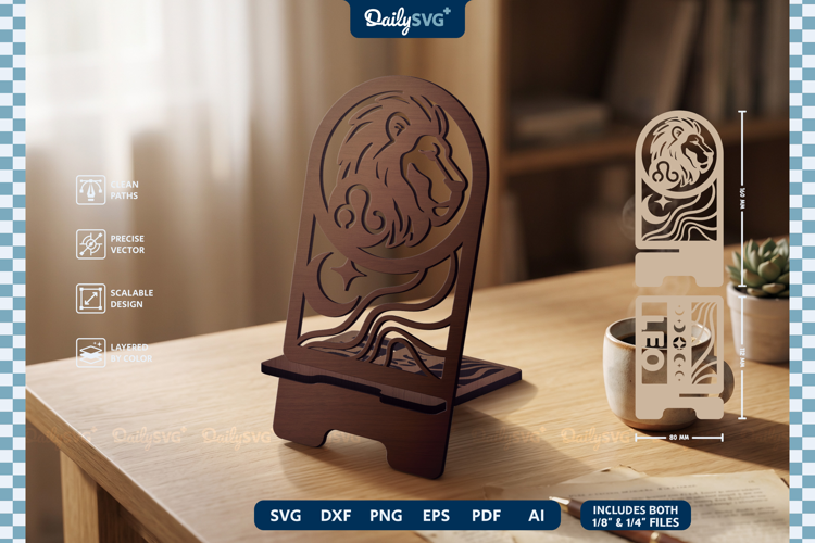 Zodiac Phone Holder SVG | Leo Laser Cut Stand