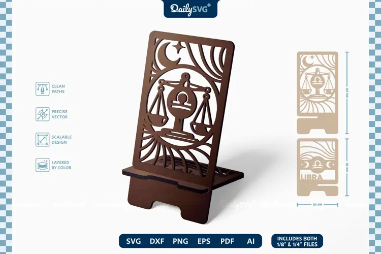 Zodiac Phone Holder SVG | Libra Laser Cut Stand