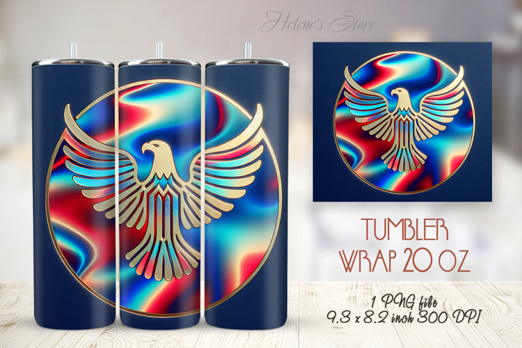 USA Patriotic holiday tumbler wrap 20oz| Bald Eagle png