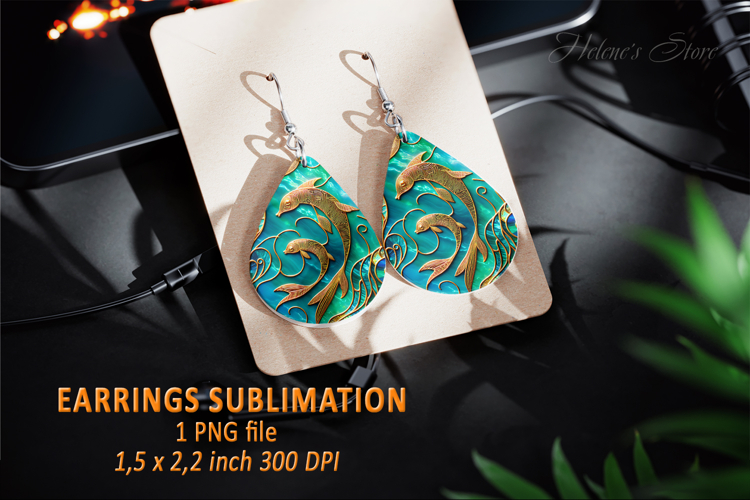 Gold Fish Aquamarine Ocean earrings design| Teardrop earring