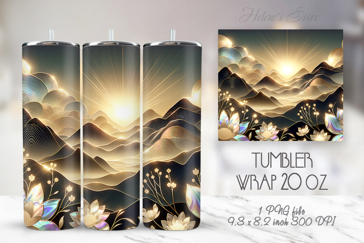 Retro sunset Mountains straight skinny tumbler 20oz wrap png