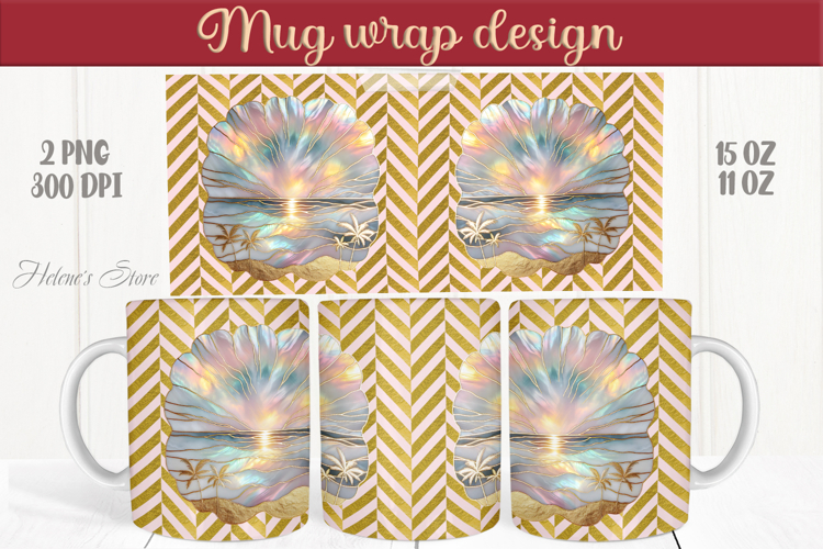 Summer beach palm tree mug wrap 15oz sublimation designs png