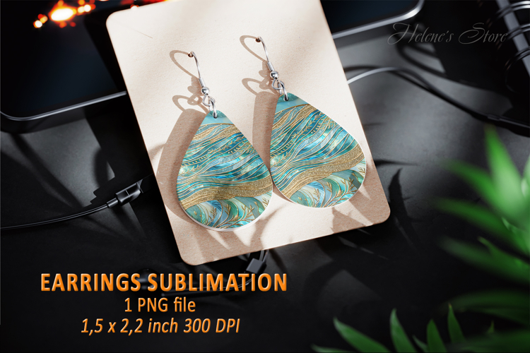 Gold Aquamarine Ocean earrings design| Teardrop earring png