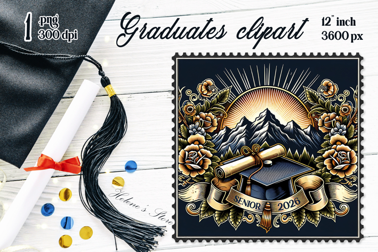Graduate sublimation png|Graduating vintage postage stamp