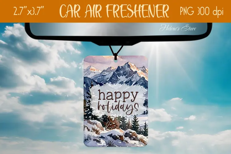 Christmas Mountains Air Freshener Car sublimation design png