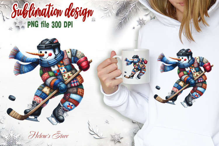 Snowman hockey clipart|Retro patchwork t shirt designs