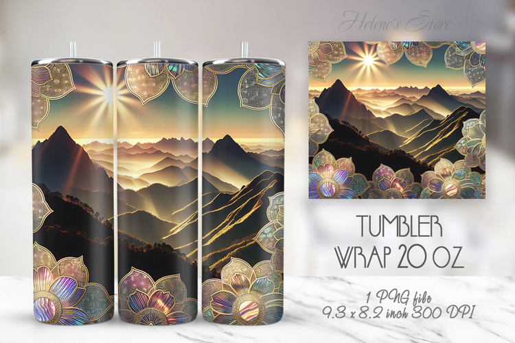 Retro sunset Mountains straight skinny tumbler 20oz wrap png