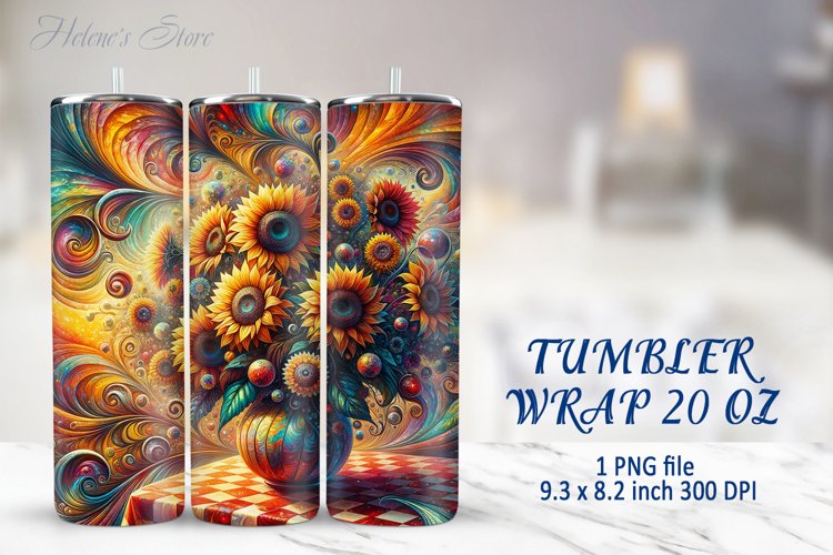 Tumbler Sublimation | 20oz Skinny Tumbler Wrap | Sunflower