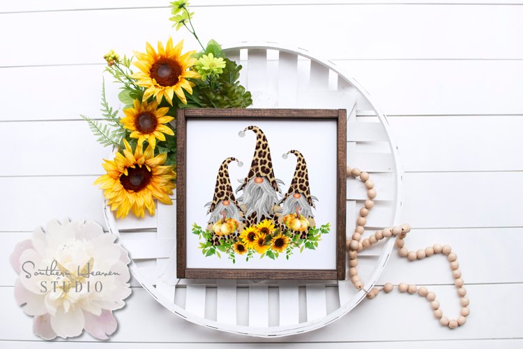 Download FALL LEOPARD GNOMES IN SUNFLOWERS - PNG (557289 ...