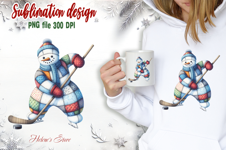 Snowman hockey clipart|Retro patchwork t shirt designs