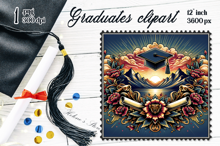 Graduate sublimation png|Graduating vintage postage stamp