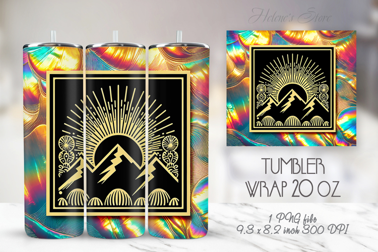 Retro sunset Mountains straight skinny tumbler 20oz wrap png