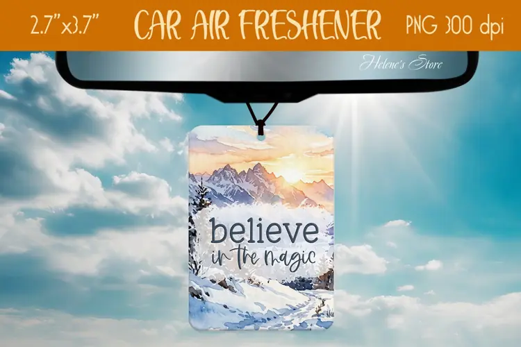 Christmas Mountains Air Freshener Car sublimation design png