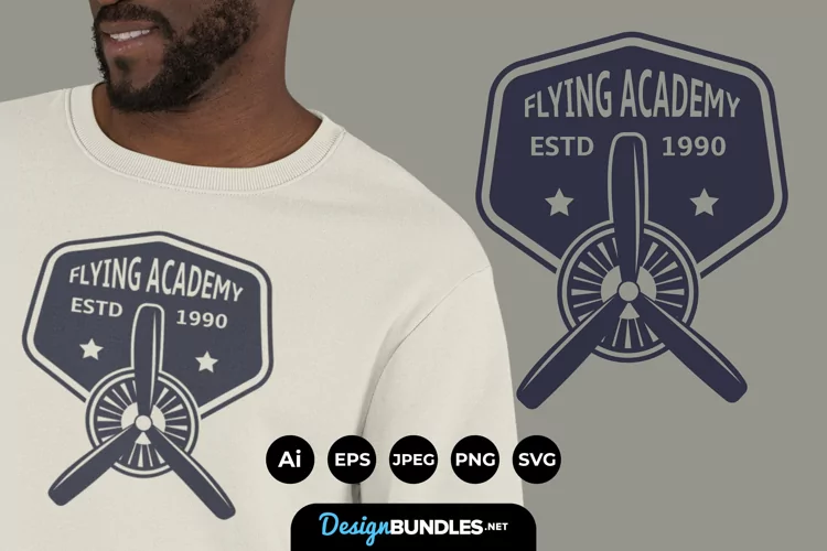 Flying Academy Badges for T-Shirt Design