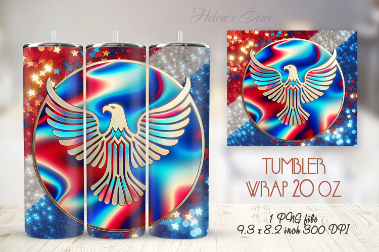 USA Fourth of July tumbler wrap 20oz | Patriotic Bald eagle