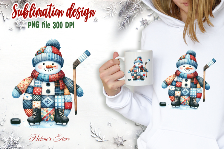 Snowman hockey clipart|Retro patchwork t shirt designs