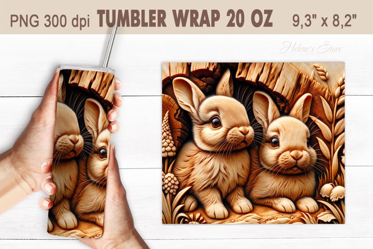Baby rabbits tumbler| Easter wooden tumbler sublimation PNG