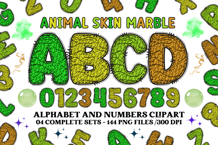 Animal Skin Alphabet png clipart, Texture letters doodle