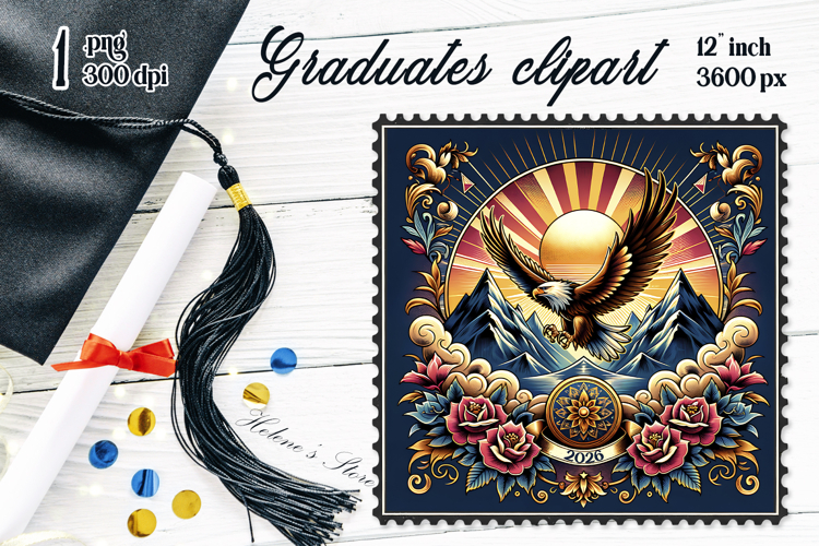 Graduate sublimation png|Graduating vintage postage stamp