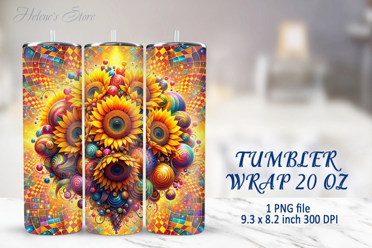 Tumbler Sublimation | 20oz Skinny Tumbler Wrap | Sunflower example image 1