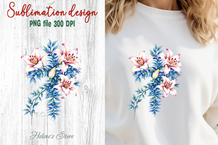 Easter Cross flowers Sublimation designs | Religious clipart