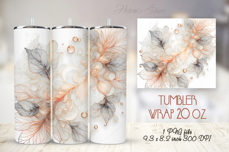 Abstract watercolor leaves straight tumbler 20oz wrap design