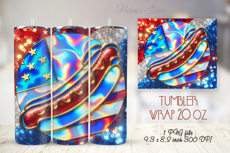 USA Fourth of July tumbler wrap 20oz | American hot dog png
