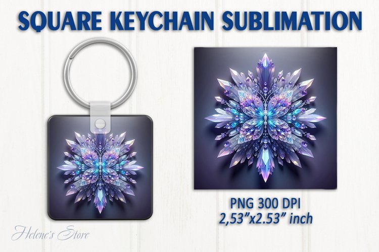 3d Crystal butterfly keychain sublimation | Square keychain example image 1